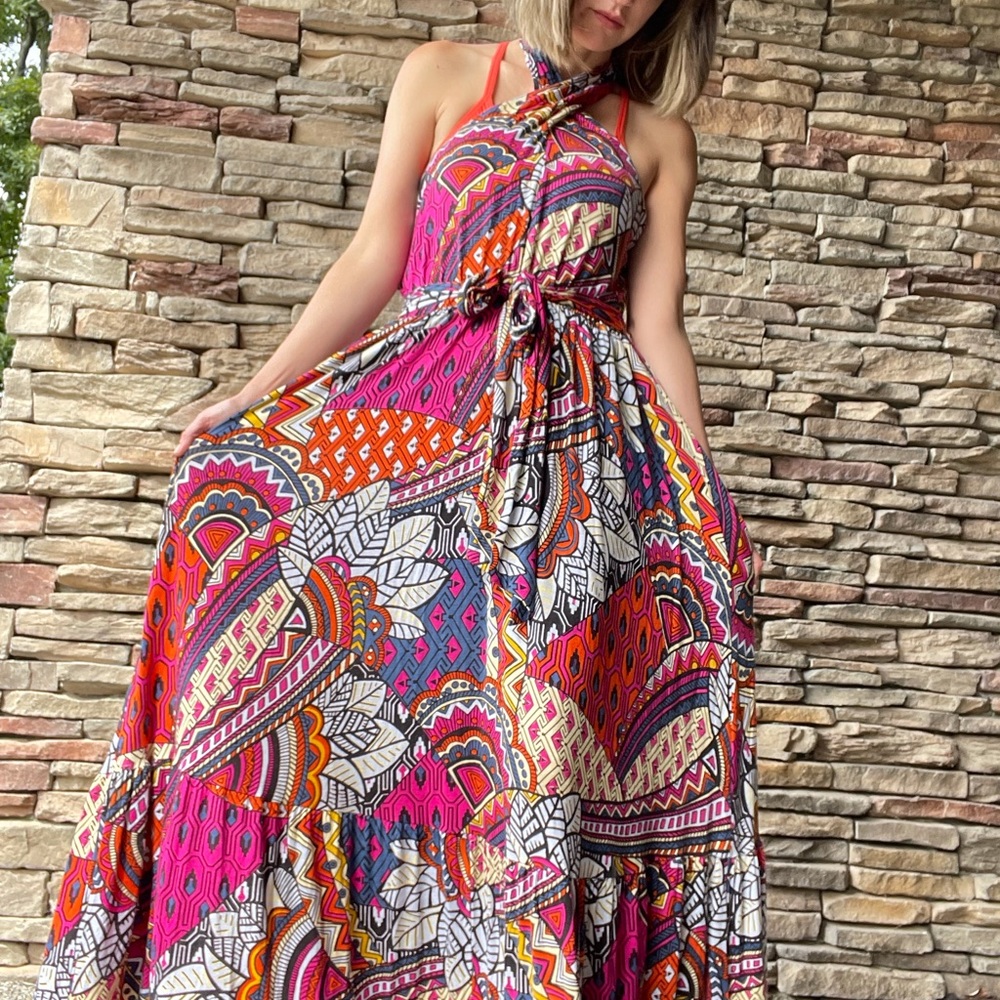 Anthropologie Cynthia halter maxi dress large - Picture 5 of 11